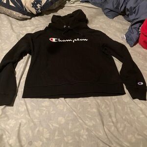 Vintage Champion Classic Black Pullover Hoodie